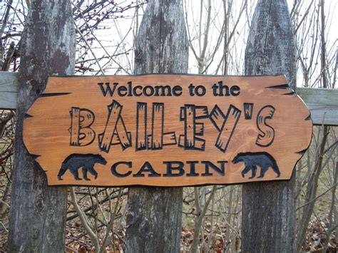 Cabin Sign Last Name Personalized Wooden Carved Rustic Hunting Camp