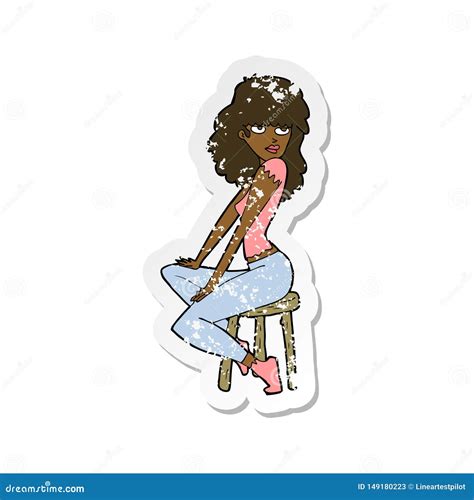 Retro Distressed Sticker Of A Cartoon Woman Striking Pose Stock Vector Illustration Of