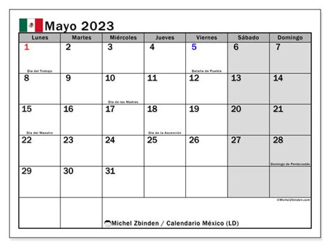 Calendario Mayo De 2023 Para Imprimir “446ld” Michel Zbinden Mx