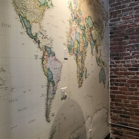World Map Mural World Map Decal Detailed Gray Oceans Etsy World Map