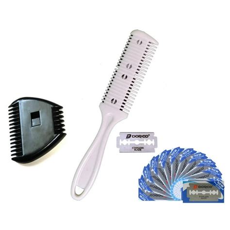 Alazco Combo Set White Plastic Personal Double Edge Razor Comb Hair
