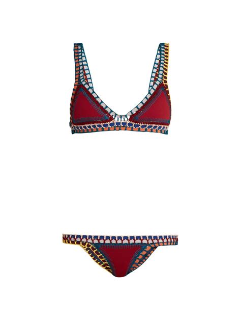 red soley crochet trimmed triangle bikini kiini matchesfashion uk
