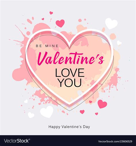 Happy Valentines Day Heart Shape Love You Message Vector Image