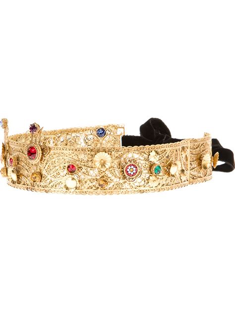 Lyst Dolce And Gabbana Bejewelled Crown In Metallic