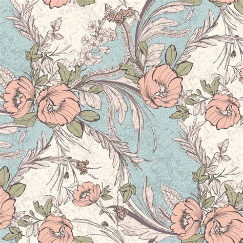 Free Shipping Mint Peach Large Floral Pattern Printed On Hi Multi