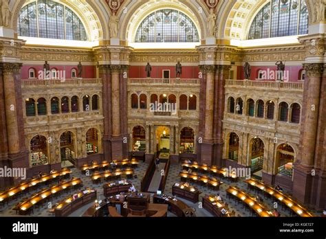 The Main Reading Room Inside The Library Of Congress Washington Dc