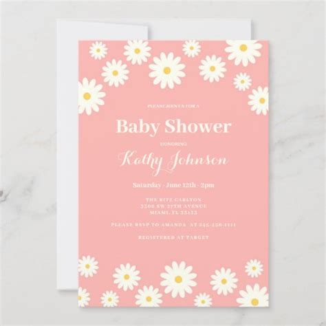 Pink Daisy Baby Shower Girl Invitation Zazzle