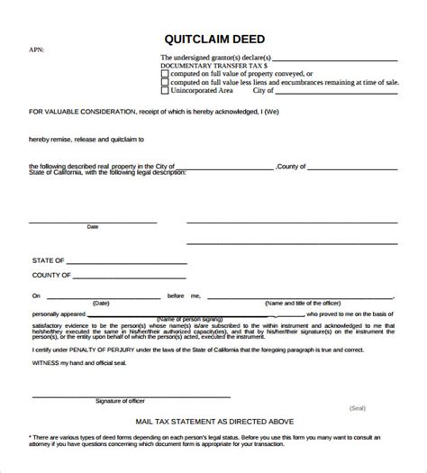 Printable Quick Deed Form
