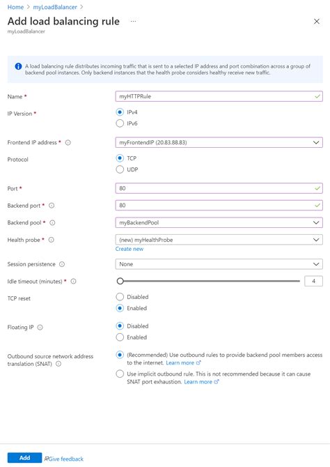 Administración de reglas para Azure Load Balancer Azure Portal Microsoft Learn