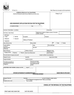 Philippine Visa Application Form Fill Online Printable Fillable My