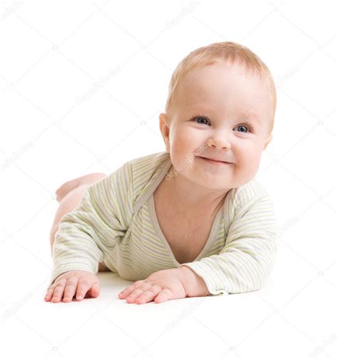 Baby Boy Isolated Lying Smilingly — Stock Photo © Andreykuzmin 5652701