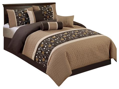 Chinensis Embrodiery 7 Piece Comforter Set Contemporary Comforters