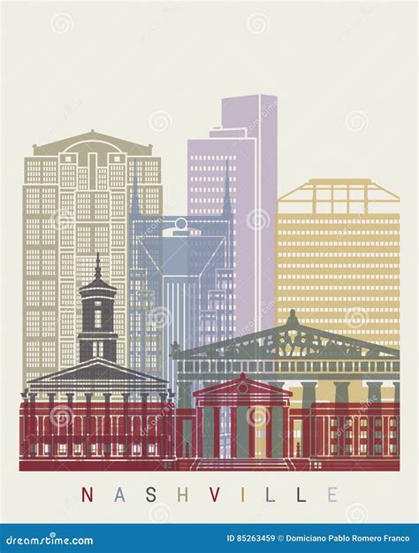 Nashville Skyline Poster Stock Vector Illustration Of Skyline 85263459