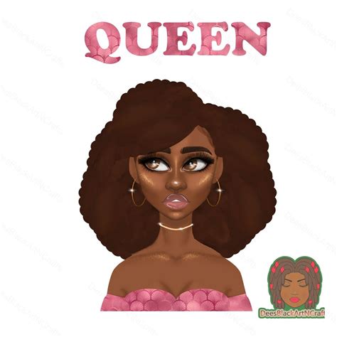 African American Queen Pink Digital Print Download Png Etsy