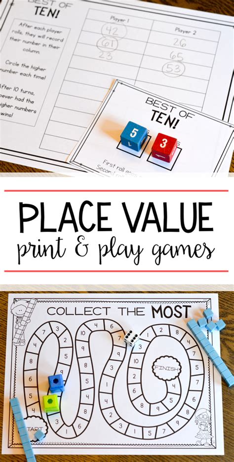 Place Value Print And Play Games Susan Jones Teaching Math Activities Place Value Games