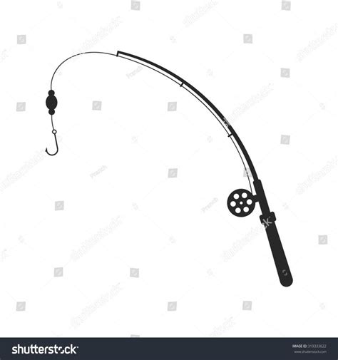 An Illustration Of A Fishing Rod And Reel On A White Background With