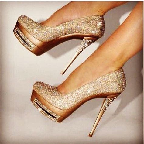 Gold Glitter Platform Heels