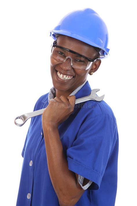 African Woman Mechanic Stock Photo Image Of Blue Manual 22578976