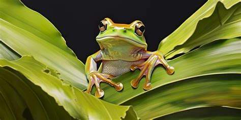 Dumpy Frog On Leaves Frog Amphibian Reptile Generative Ai 32396909