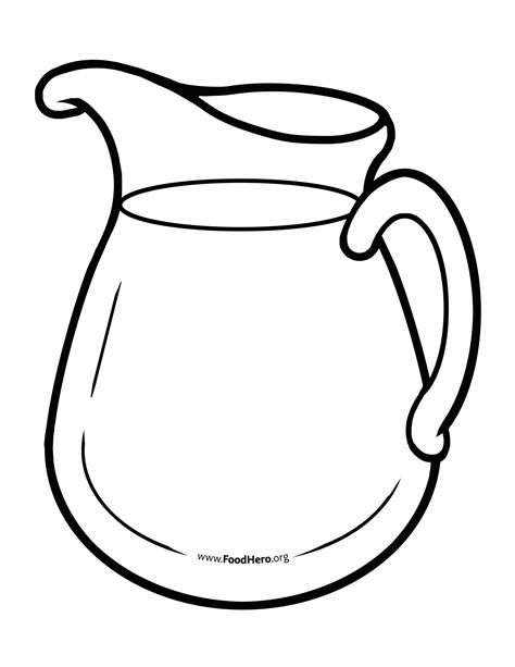 Jug Coloring Pages Water Pitcher Drawing Colouring Template Color