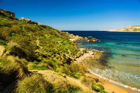 Malta Riviera Beach Mgarr Stock Image Image Of Mediterranean 140413473