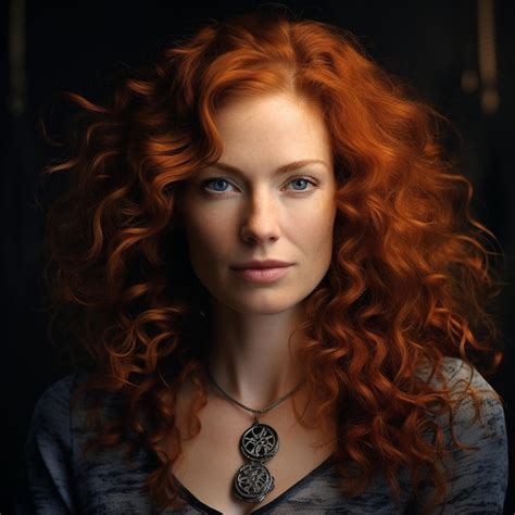 Premium Ai Image A Woman With Red Hair And A Black Shirt With A