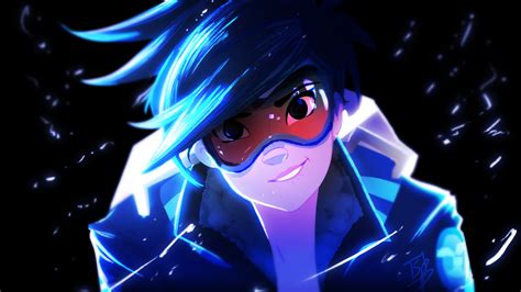 Wallpaper Video Games Neon Anime Space Sky Black Hair Tracer