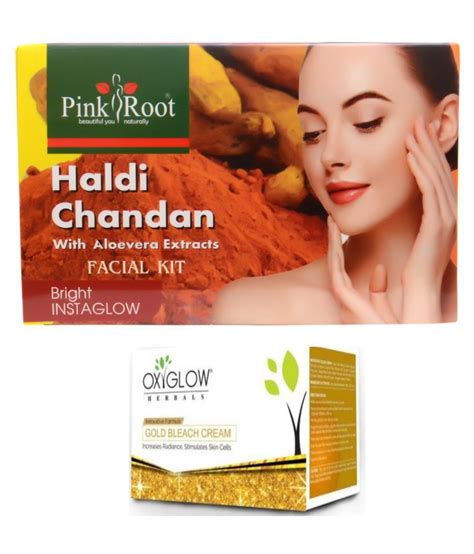 Pink Root Haldi Chandan Facial Kit With Oxyglow Gold Bleach Day Cream