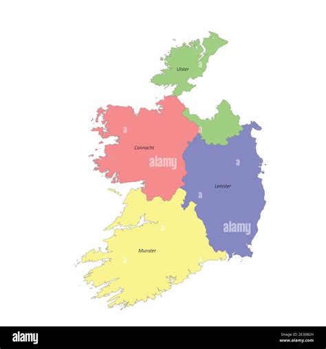 High Quality Colorful Labeled Map Of Ireland With Borders Of The