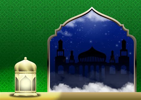 Background Lentera 3d Dengan Masjid Dan Ornamen Islam Ramadhan Kareem