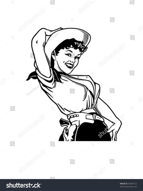 Cute Cowgirl 3 Retro Clip Art Immagine Vettoriale Stock Royalty Free