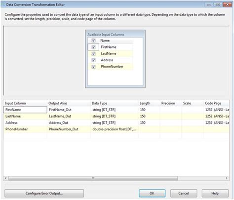 Ssis Data Conversion Transformation With Step By Step