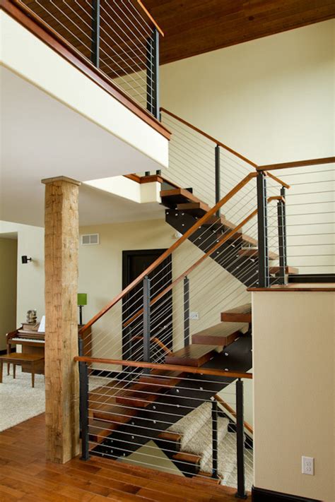 Rzr Vision Cable Railing System Modern Loft Modern Staircase Dc