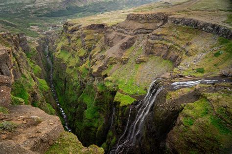 Glymur The Second Highest Waterfall In Iceland Stock Image Image Of
