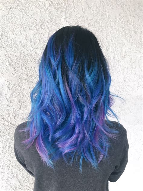 Purple Blue Dyed Hair Dyed Hair Long Hair Styles Hair Color