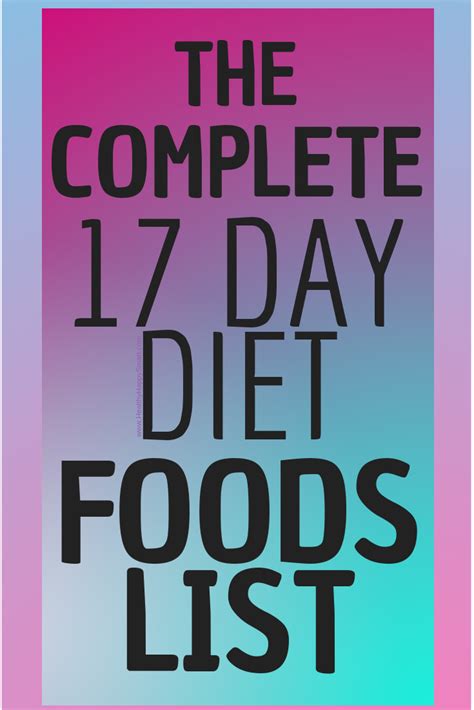 17 Day Diet Cycle 1 Rules Health News