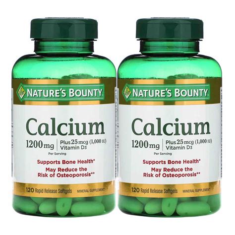 Natures Bounty Calcium Plus Vitamin D3 Twin Pack 1200 Mg 120
