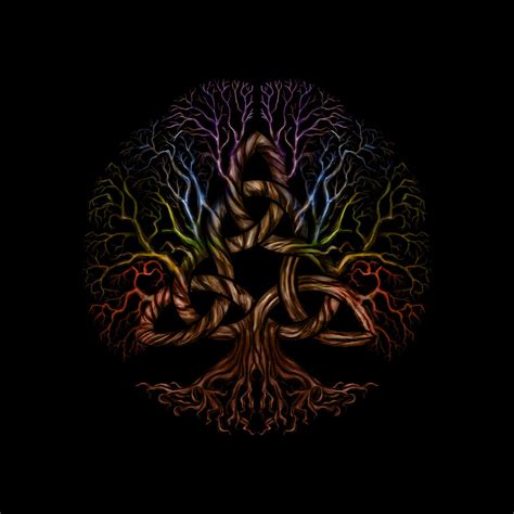 Colorful Tree Of Life With Triquetra Digital Art By Creativemotions