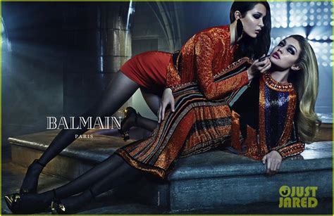 Gigi Hadid Gets Help With Her Lipstick From Sister Bella In New Balmain Campaign Photo