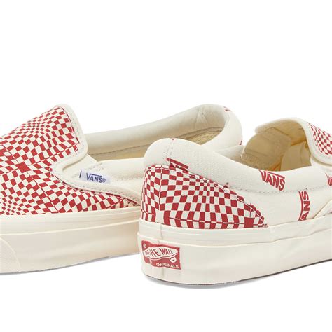 Vans Vault Ua Og Classic Slip On Lx Check Red And Marshmallow End