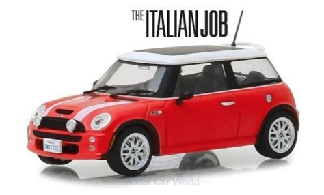 Miniature Mini Cooper Greenlight S Rouge Blanche RHD The Italian Job Voiture