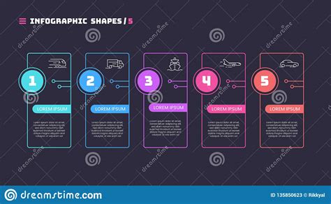 Thin Line Infographic Concept With 5 Options Vector Template Fo Stock