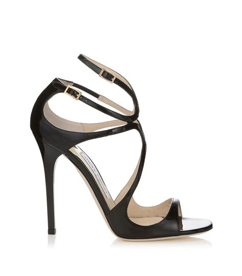 Jimmy Choo Leather Ivette 85 Patent Sandals In Black Save 64 Lyst