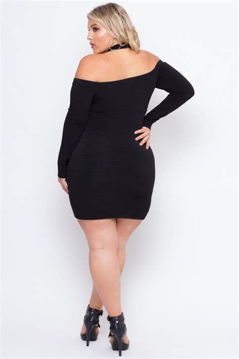 This Plus Size Stretch Knit Dress Features An Allover Bandage Design