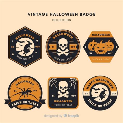 Free Vector Halloween Vintage Badge Collection