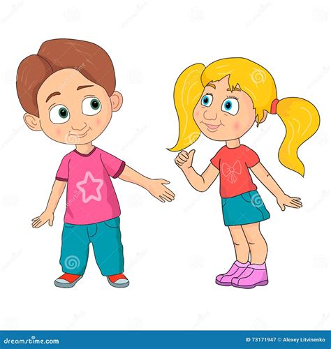 Boy And Girl Funny Vector Teen Characters Stock Vector Illustration