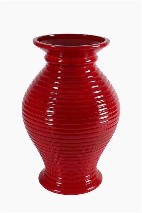 Ceramic Ribbed Belly Vase Large