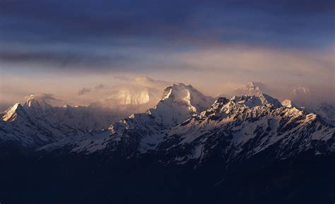 2048x925 Nature Landscape Himalayas Mountain Sunset Clouds Mist