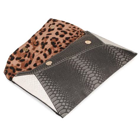 New Fashion Patchwork Snake Print Women Clutch Bag Envelope Bag Us17