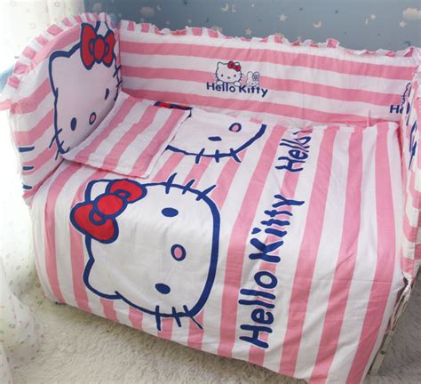 Hello kitty buttons bedding set for cot or cotbed. Discount! 6pcs Hello Kitty baby bedding set curtain crib ...